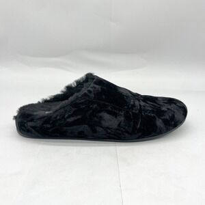 FitFlop Womens 8 Chrissie Clogs Black Velvet Shearling Lined Mules Slipper Shoes
